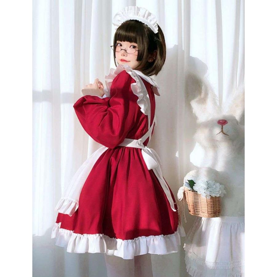 メイド服 制服 コスプレ衣装 ワンピース+蝶ネクタイ 赤 2XL Amazon.co.jp: [YAISHN] メイド服 ゴスロリ 可愛い ロリータ