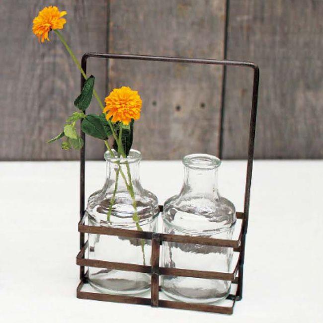 ブリュージュ ガラスボトルフラワーベース アイアンホルダー付き ダブル Helz70 Yy Br5 ブリュージュ 2ボトルアイアンホルダ Helz70 Bosky 通販 Yahoo ショッピング