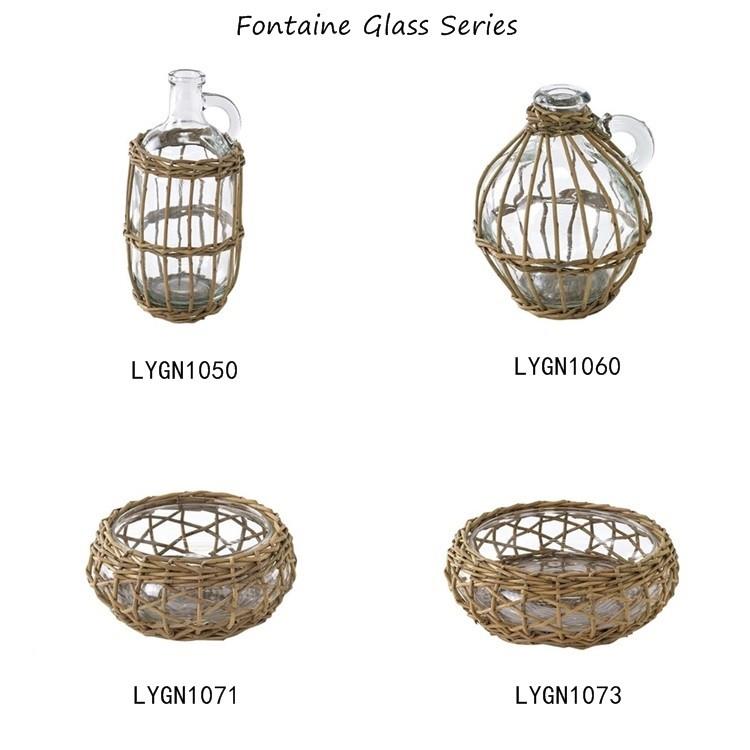 FONTAINE かご編みガラスフラワーベース ピッチャー LYGN1030 YY CR3
