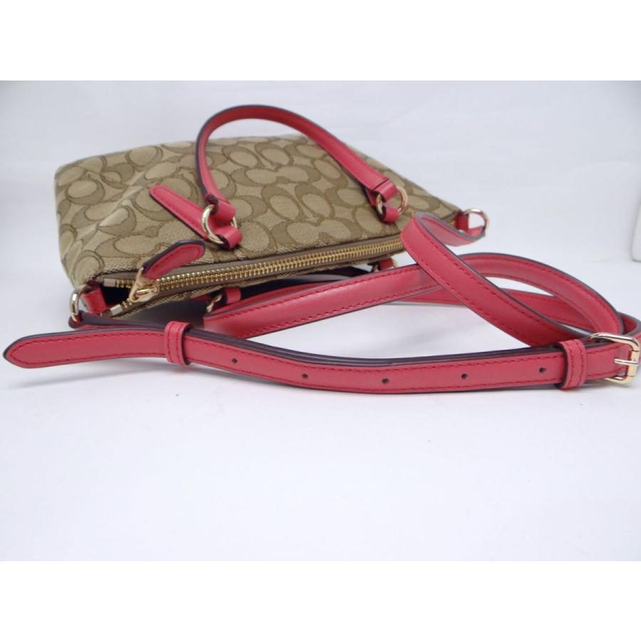 COACH（コーチ） F57830 シグネチャー 2WAYハンドバッグ ピンク×カーキ