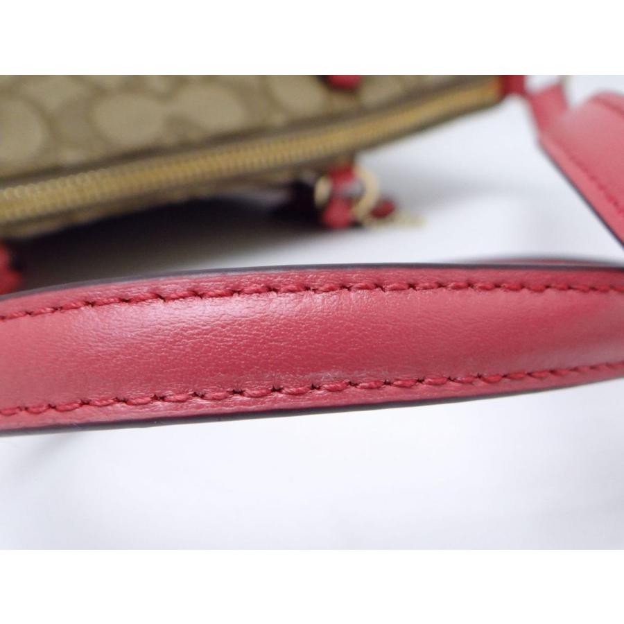 COACH（コーチ） F57830 シグネチャー 2WAYハンドバッグ ピンク×カーキ