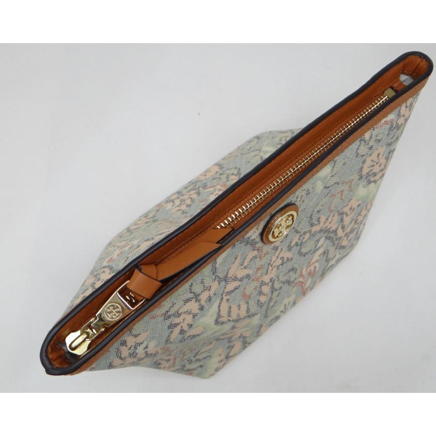 TORY BURCH トリーバーチ PVC×レザー ボタニカル柄ポーチ＜USED