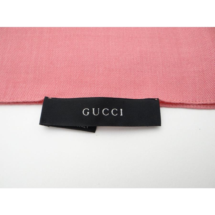 GG GUCCI グッチ ウール×シルク ストール ピンク＜USED＞【送料無料