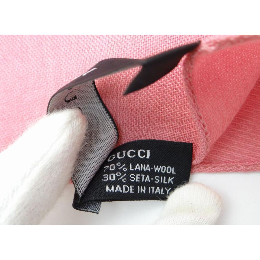 GG GUCCI グッチ ウール×シルク ストール ピンク＜USED＞【送料無料