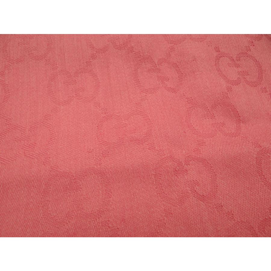 GG GUCCI グッチ ウール×シルク ストール ピンク＜USED＞【送料無料