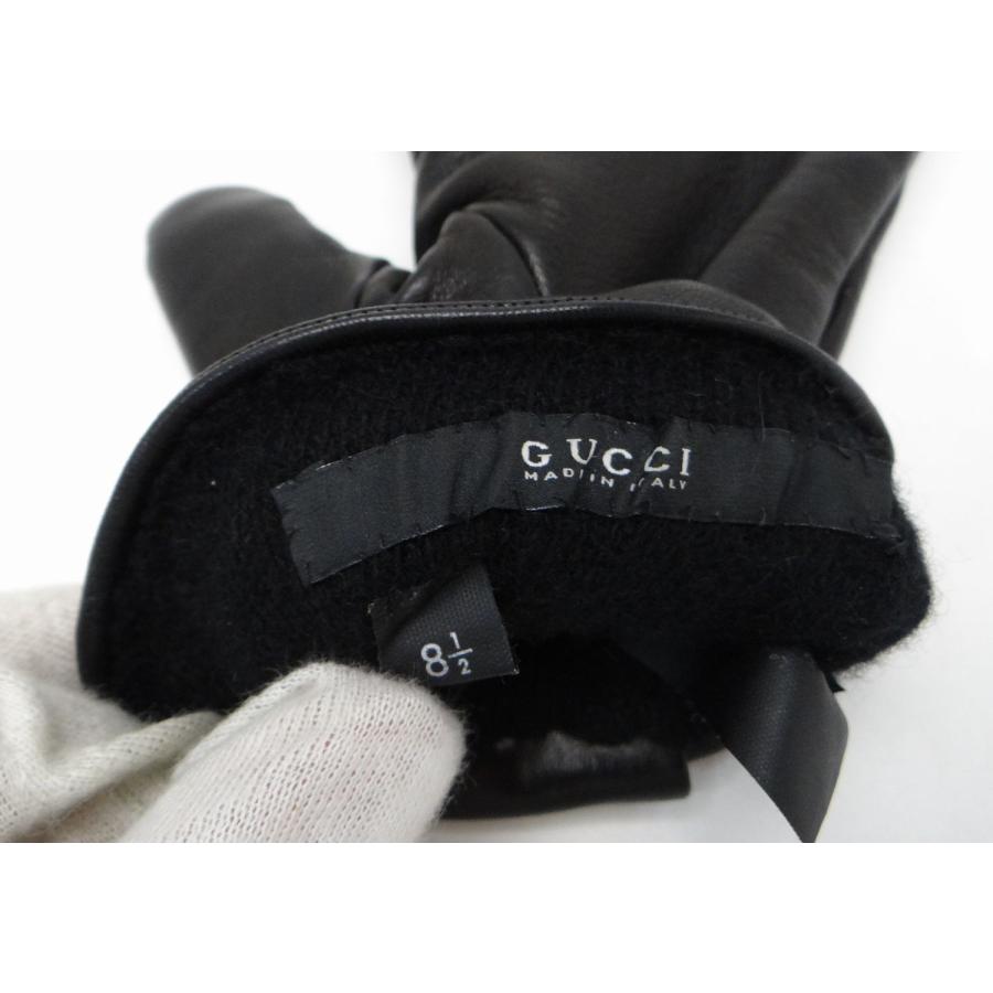 【新品未使用品】GUCCI グッチ 本革 手袋 GUCCI グッチ 紋章 クレスト レザー グローブ 手袋 ＃8 1/2