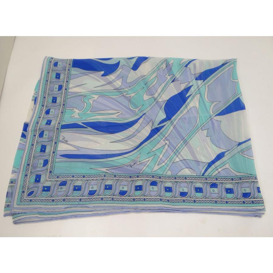EMILIO PUCCI エミリオプッチ シルク ストール スカーフ ブルー系 