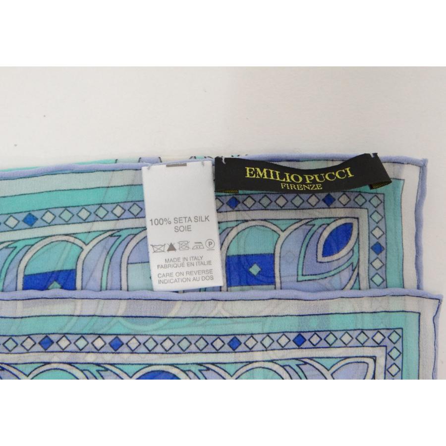 EMILIO PUCCI エミリオプッチ シルク ストール スカーフ ブルー系 