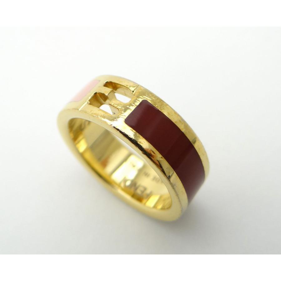 FENDI（フェンディ） FF リング 指輪 バイカラー ゴールド×ボルドー