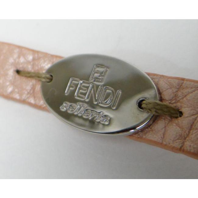 FENDI フェンディ セレリア レザー ブレスレット ピンク＜USED