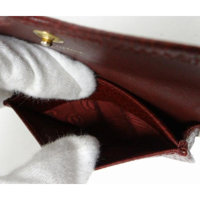 カルティエ マストライン ドゥ がま口 ボルドー レザー コインケース ヴィンテージ Cartier カルティエ マストライン コインケース