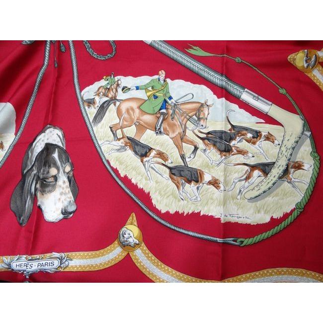 HERMES エルメス カレ90 LE LAISSER COURRE 狩猟 犬 馬 動物柄 HERMES エルメス カレ90 LE LAISSER COURRE 狩猟 犬 馬 動物柄