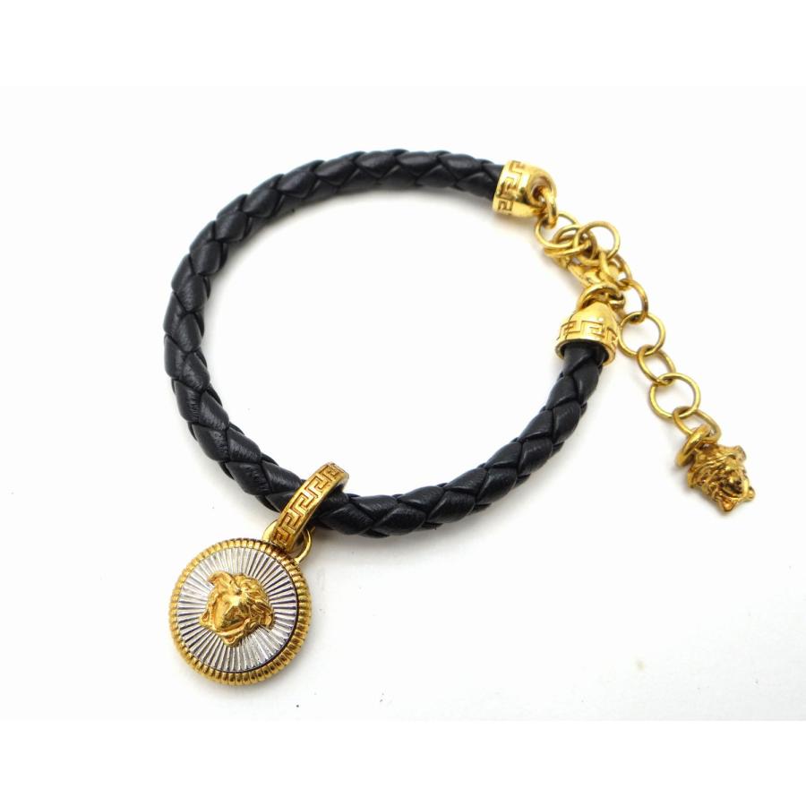 VERSACE ヴェルサーチ メデューサ レザー ブレスレット ゴールド