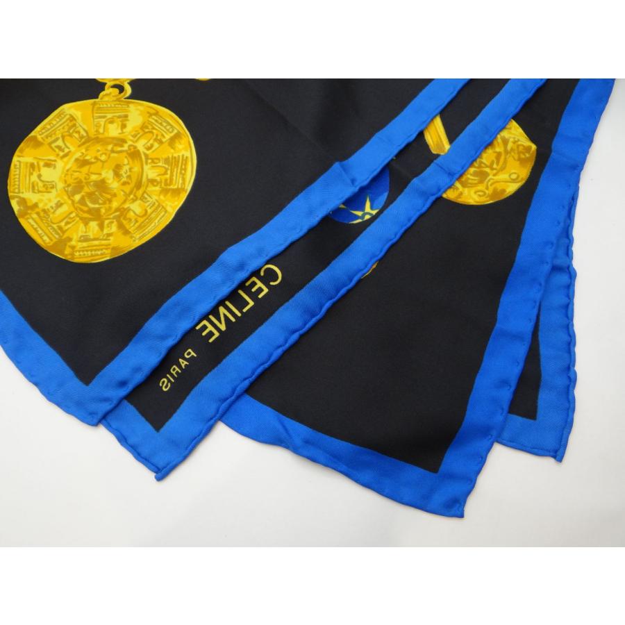 CELINE（セリーヌ） ゴールドチェーン シルク スカーフ マルチカラー