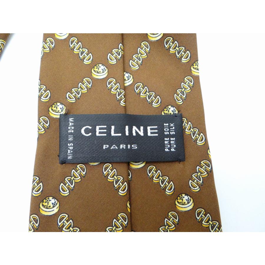 CELINE（セリーヌ） メンズ ネクタイ シルク100％ ブラウン系マルチ