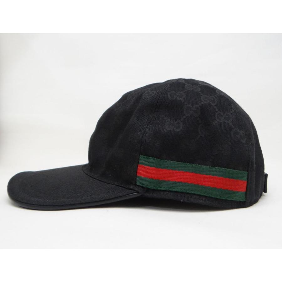 GUCCI グッチ 200035 GGキャンバス シェリー ベースボールキャップ 帽子 ＃XL ブラック＜USED＞｜bossfull｜02