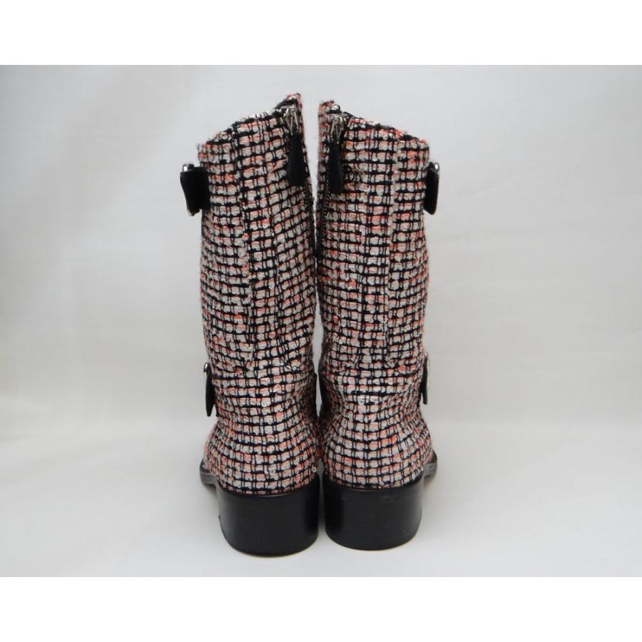 シャネルツィード素材エンジニアブーツロゴa