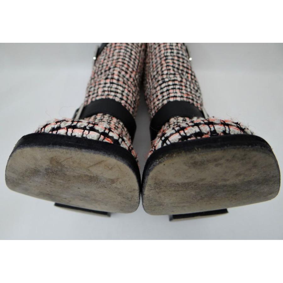 シャネルツィード素材エンジニアブーツロゴa