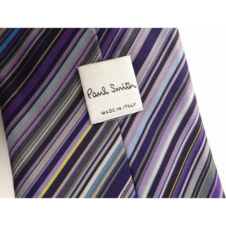 美品 Paul Smith ネクタイ ストライプ マルチカラー 光沢 シルク Paul Smith（ポール・スミス） ストライプ柄 シルク100% ネクタイ