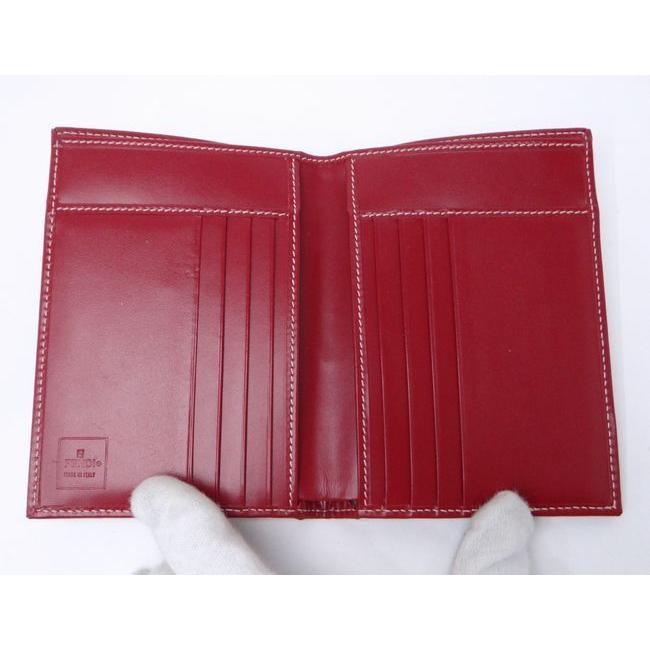 FENDI フェンディ ズッキーノ 二つ折り財布 札入れ レッド＜美品 