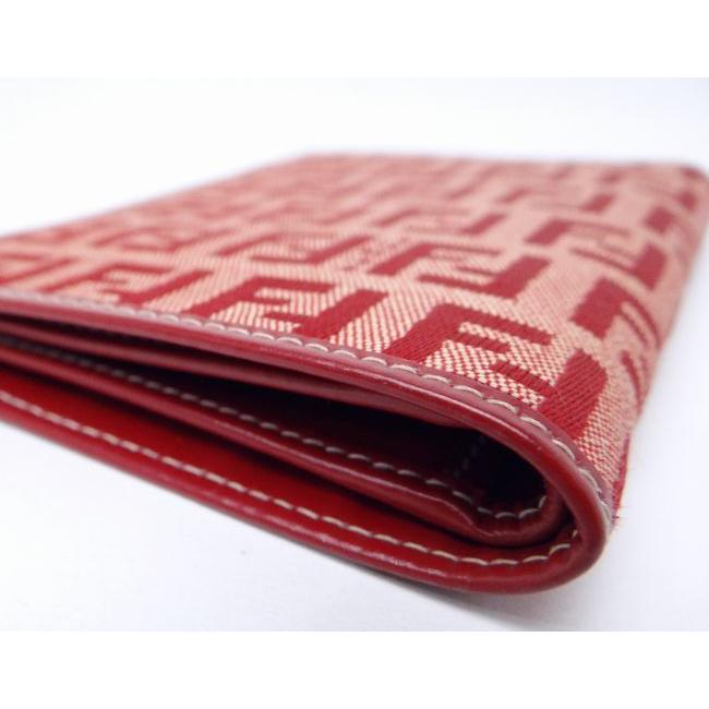 FENDI フェンディ ズッキーノ 二つ折り財布 札入れ レッド＜美品 
