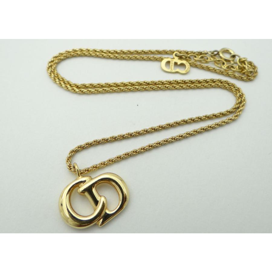 Christian Dior ディオール CDロゴ ネックレス ゴールド＜USED