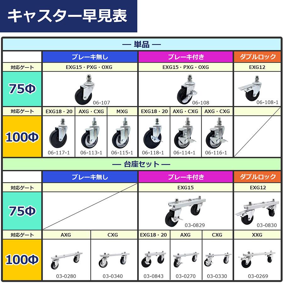 アルマックス ALMAX 自在キャスター 台座セット 360度回転 車輪径100Φ M16×40mm ブレーキ無 アルミゲート用 CXG用 キャスター 車輪 交換用 03-0340｜botan1｜03