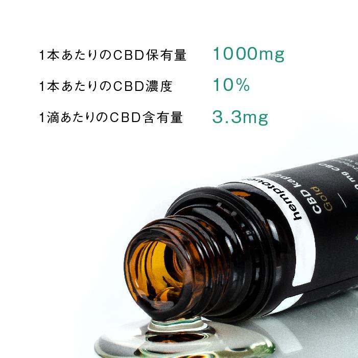 CBD オイル ゴールド ヘンプタッチ CBD1000mg 濃度10% 高濃度 ブロード
