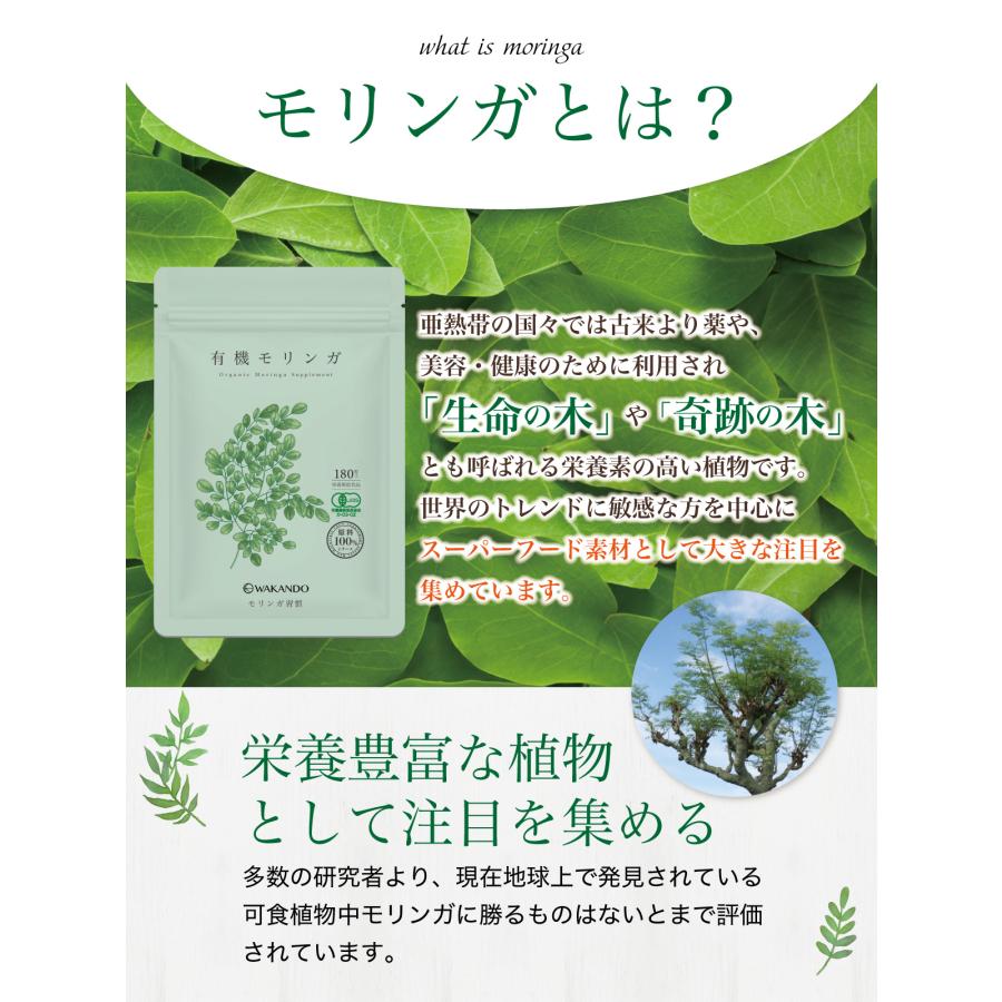 モリンガ 100% 無添加 有機JAS 無農薬 モリンガサプリ 有機JAS