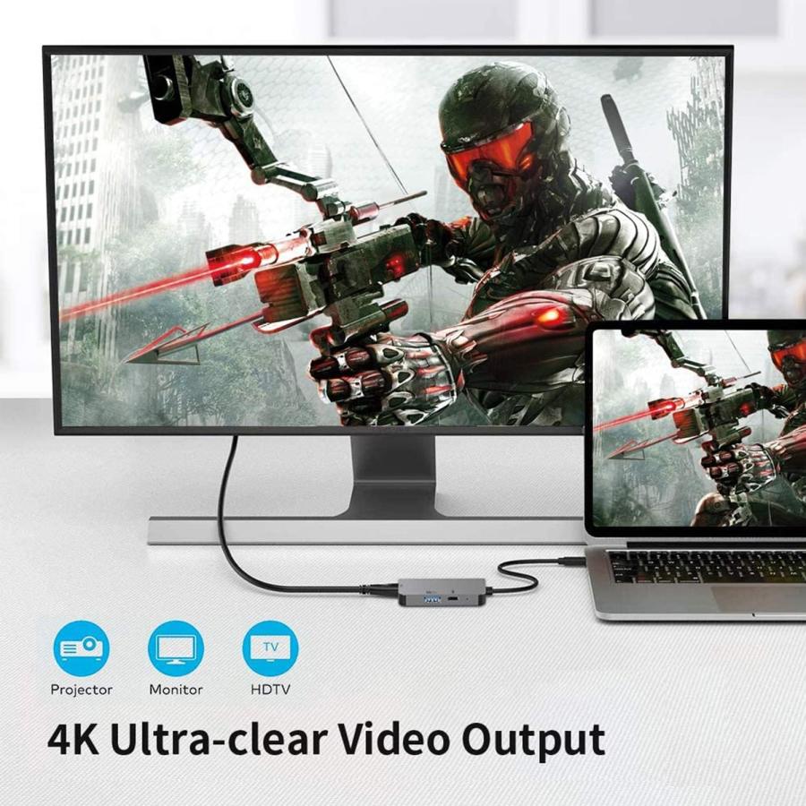 [BOEN]USB Type C HDMI アダプタ usb タイプ C4K 解像度 hdmiポート+USB 3.0高速 ポート+typeC ...