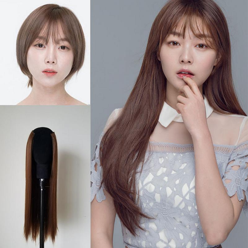ウィッグ U型 ロング 襟足ウィッグ 自然 小顔 フルウィッグ 黒髪 フリーサイズ レディーズ 安い 襟足