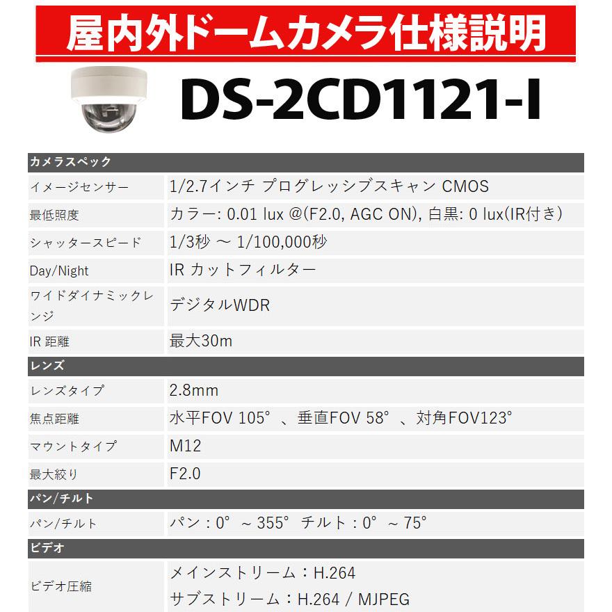 防犯カメラ IPカメラ HIKVISION ドームネットワークカメラ ds-2cd1121