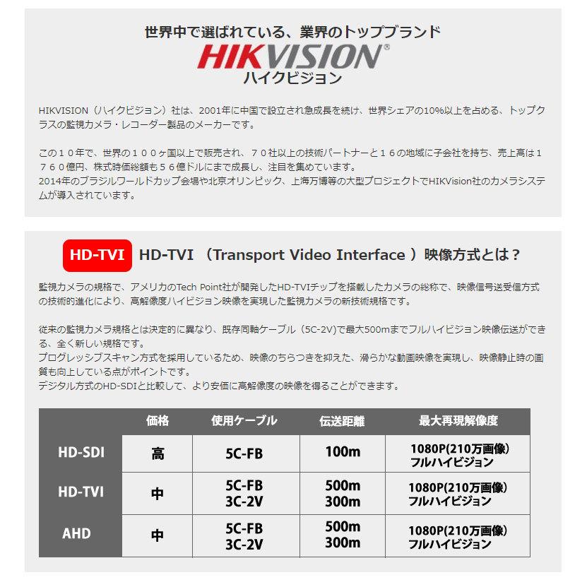 HIKVISION（ハイクビジョン）防犯カメラ TVI 243万画素 フルハイビジョン1080p 赤外線 IRドームカメラ DS
