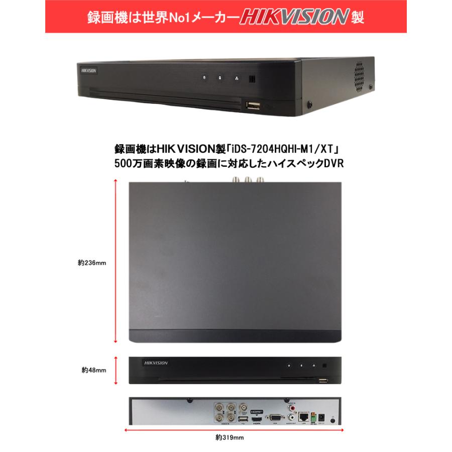 防犯カメラ 500万画素 DVRレコーダー HIKVISION AI機能付き