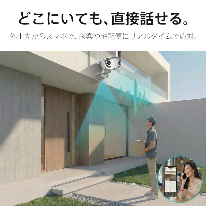 防犯カメラ 400万画素 屋外バレット型 デュアルレンズ・パノラマビュー マイク・スピーカー内蔵 IPカメラ J-R22 レンズサイズ3.6mm_7