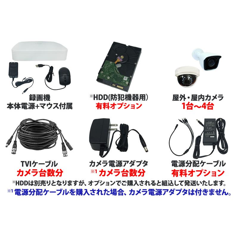 3年保証】防犯カメラ 屋内屋外 HIKVISION アナログ 1〜4台低価格セット