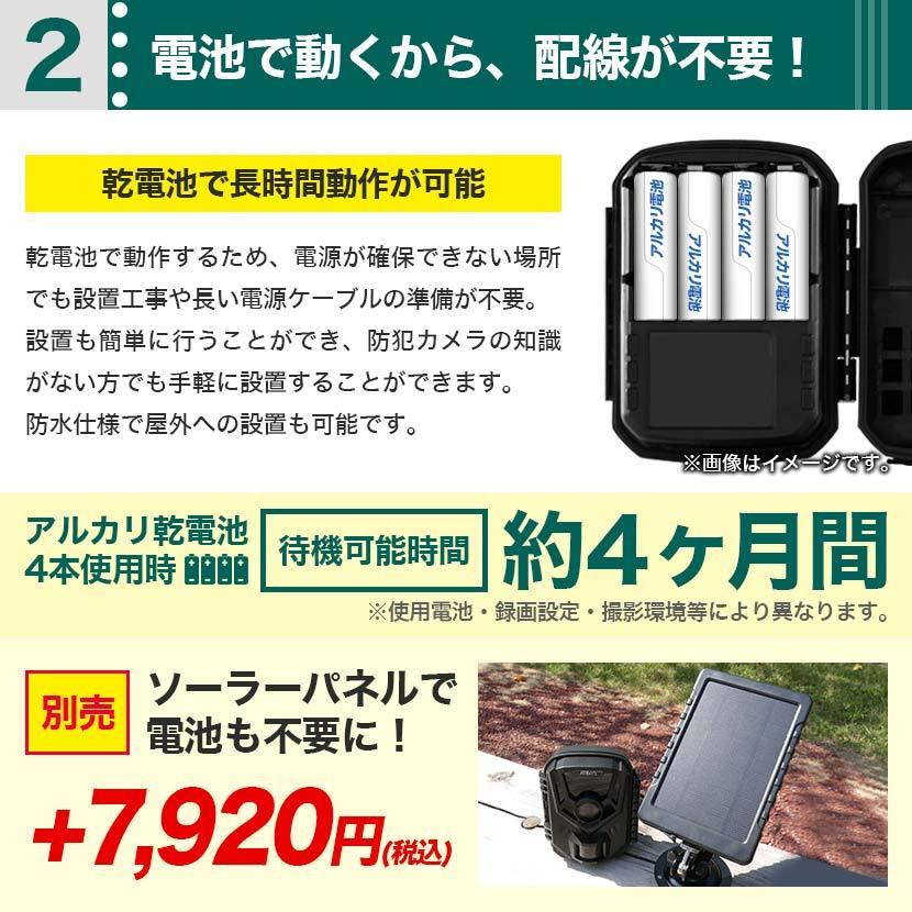キャロットシステムズ 防犯カメラ トレイル ソーラー 乾電池 人感