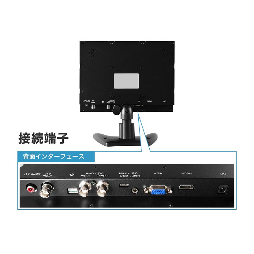 モニター 9.7インチ LCD 液晶 ディスプレイ 監視 HDMI AHD
