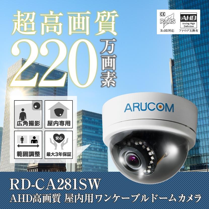 防犯カメラ AHD 監視 屋内 220万画素 赤外線 PoC ワンケーブル