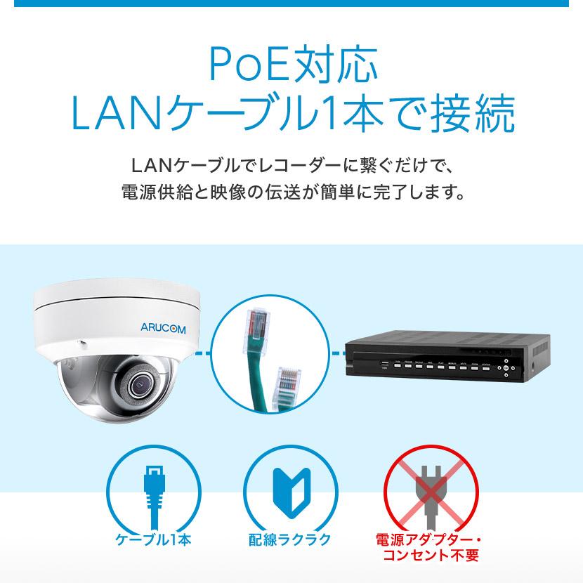 防犯カメラ IP 屋外 PoE 防水 バレット 200万画素 赤外線 ネットワーク