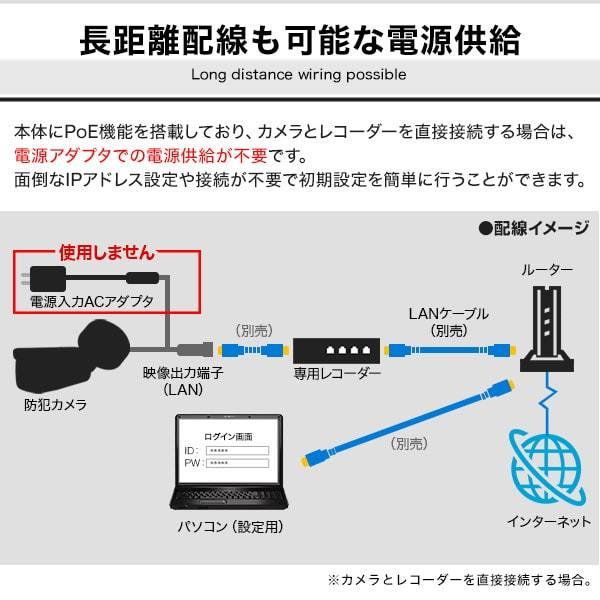 防犯カメラ IP 屋外 防水 バレット型 4K 800万画素 ネットワーク PoE