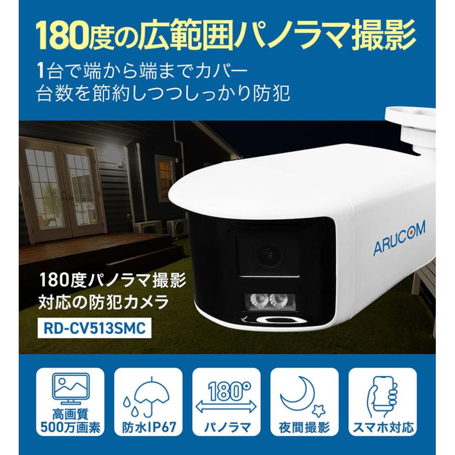 防犯カメラ 監視 屋外 パノラマ 180度 同軸 アナログ 防水 バレット