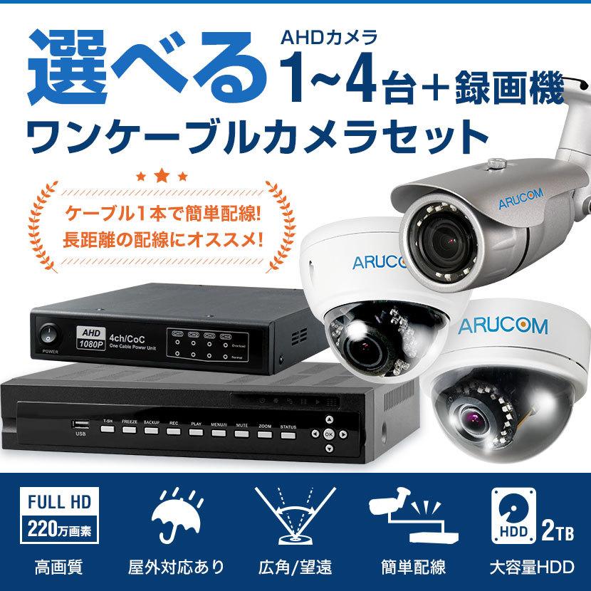 防犯カメラセット 屋外 屋内 PoC ワンケーブル AHD レコーダー 監視