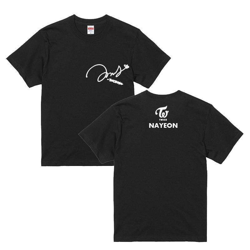 ナヨン　トゥワイス　TWICE　サイン入り　ロゴ入り　ブラック　黒Tシャツ　T-シャツ　 ts0217-11 : ts0217-11 :  バウンスショップ - 通販 - Yahoo!ショッピング