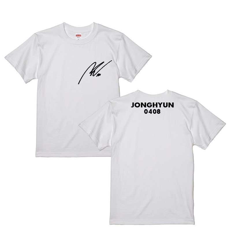 ジョンヒョン SHINee シャイニー サイン 誕生日入り ホワイトTシャツ