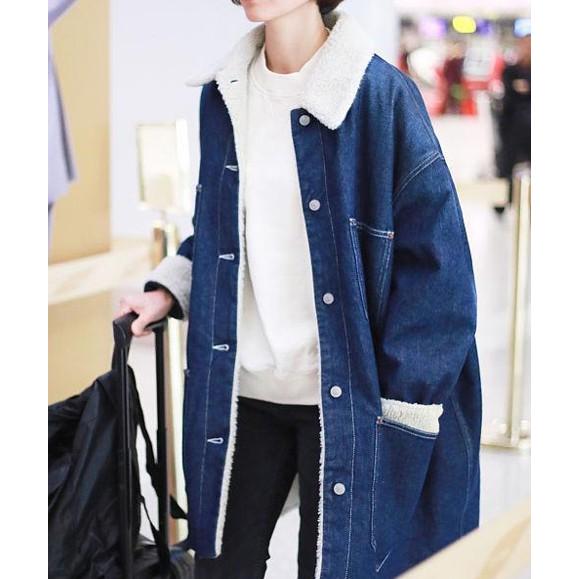 ミディ丈デニムボアジャケット レディース ボアデニムジャケット 裏ボア ボア 韓国ファッション 防寒 カジュアル Cnalba0035 Bouquet 通販 Yahoo ショッピング