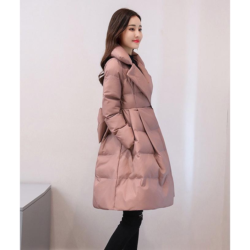 即納有り バックリボン ダウンコート 大人可愛い フェミニン Aライン レディース リボン アウター 防寒 冬 ワンピース風 着痩せ A0114 Cnalba0114 Bouquet 通販 Yahoo ショッピング