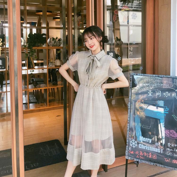ワンピース ドレス ひざ丈 半袖 レディース ファッション リボン チェック柄 スカート 妖精 新作 夏 中学生 学生 大学生 韓国 オシャレ 可愛い ガーリー Cnalbs Bouquet 通販 Yahoo ショッピング