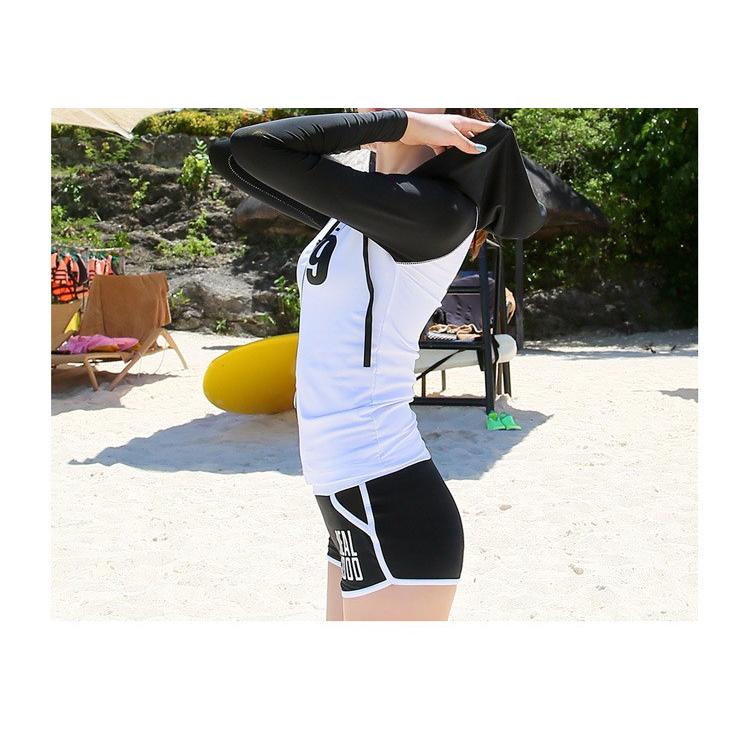 水着 ラッシュガード レディース ファッション オシャレ 可愛い 韓国 黒 白 ダイビングスーツ フード付き 日焼け止め 日焼け防止 長袖 ブラック ホワイト Cnalbs0870 Bouquet 通販 Yahoo ショッピング