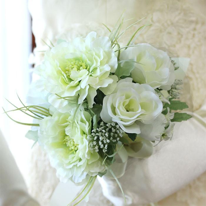 ブーケブランシェ ウェディングブーケ 「バラとスカビオサのホワイト